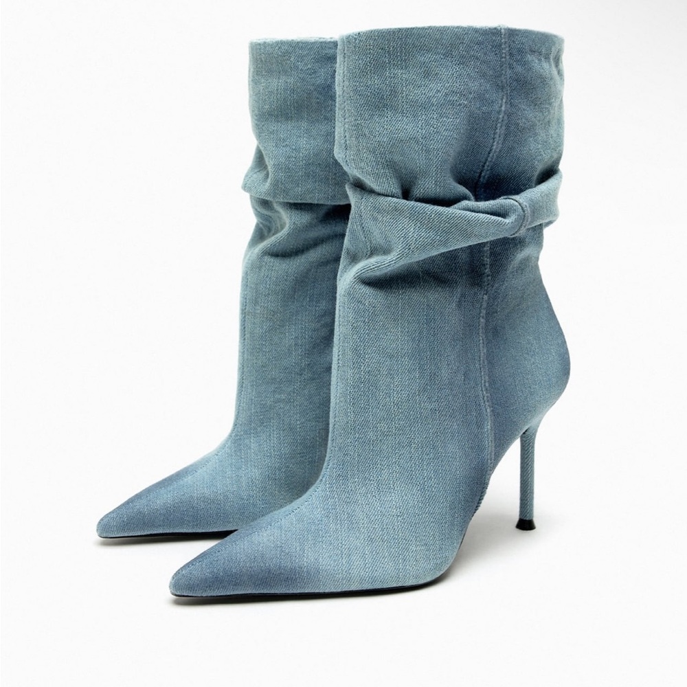 Denim boots